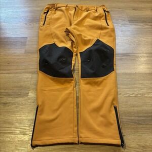 Gash Hao Pants Men's 36x30 Insulated Orange Waterproof Ski Snow Pants Zippers